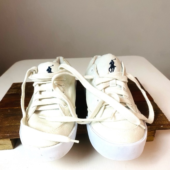 Ralph Lauren Polo  Shoes White Canvas Sz 7.5B - Picture 6 of 9